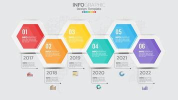 Infographics template with 6 elements workflow process chart. vector