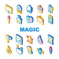 Magic Mystery Objects Collection Icons Set Vector