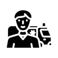 ambulance medical worker glyph icon vector illustration