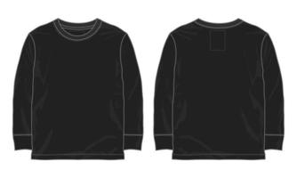 plantilla de ilustración de vector de dibujo plano de moda técnica de camiseta de manga larga