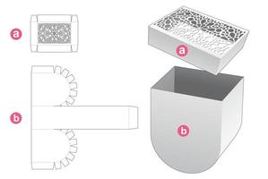 caja redonda inferior con plantilla troquelada de tapa estampada y maqueta 3d vector