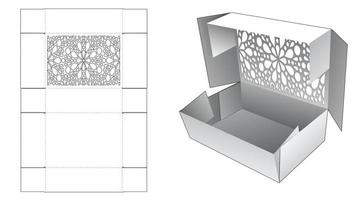 plantilla de troquelado de caja doblada estarcida y maqueta 3d vector