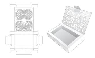 caja abatible de cartón con plantilla troquelada estampada en flip y maqueta 3d vector