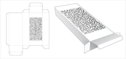 Stenciled tin and long box die cut template and 3D mockup vector