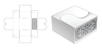 plantilla troquelada de caja de pastel estampada y maqueta 3d vector