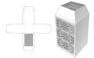 caja de papelería superior de obelisco de cartón con plantilla troquelada estampada y maqueta 3d vector