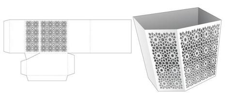 caja de papelería biselada con plantilla troquelada de patrón árabe estampado y maqueta 3d vector