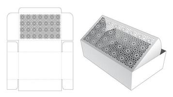 caja de cartón con plantilla troquelada de patrón árabe estampado y maqueta 3d vector