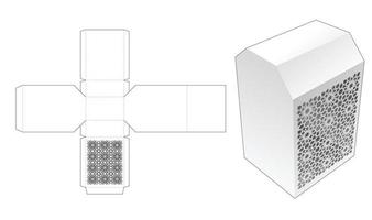 caja biselada con plantilla troquelada de patrón árabe estampado y maqueta 3d vector