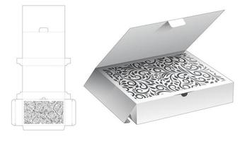 caja estampada oculta con plantilla troquelada de solapa superior y maqueta 3d vector