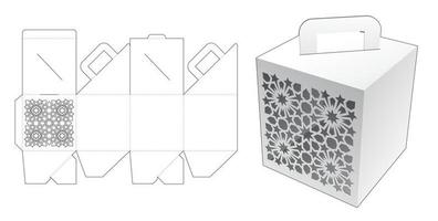 Carier carton with stenciled arabic pattern die cut template and 3D mockup vector