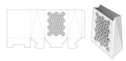 Cardboard stenciled Arabic pattern bag die cut template and 3D mockup