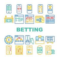 Betting On Gambling Collection Icons Set Vector Illustrations