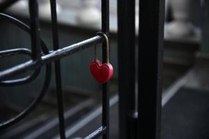 cerradura de hierro en jaulas de acero de puertas y ventanas foto