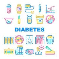 Diabetes Ill Treatment Collection Icons Set Vector