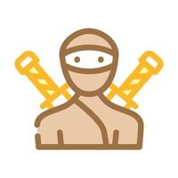 ninja fantasy character color icon vector illustration