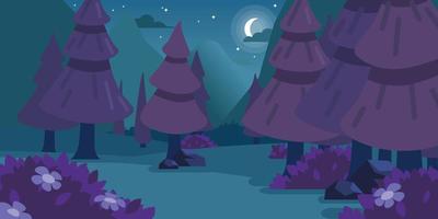 fondo noche bosque dibujos animados halloween medianoche vector