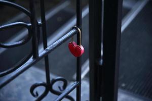 Iron lock on steel cages of doors and windows photo