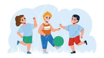 Children Playing With Ball Outside Together Vector