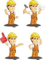 trabajador de la construcción industrial mascota personalizable 9 vector