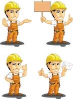 trabajador de la construcción industrial mascota personalizable 4 vector