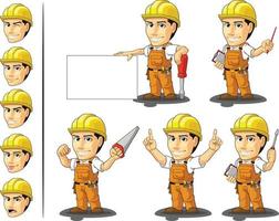 trabajador de la construcción industrial mascota personalizable 3 vector