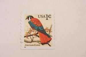 El Paso, Texas, May 23 2022  The 1996 America Kestrel Collectible 1 cent stamp photo