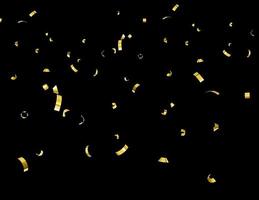 Golden confetti isolated on black background 3d illustration photo
