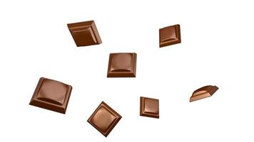 chocolate pieces falling 3d illustration photo