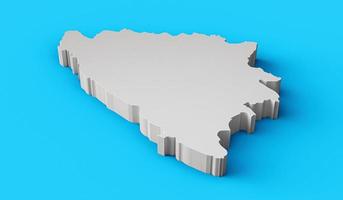 Bosnia 3D map Geography Cartography and topology Sea Blue surface 3D illustration photo
