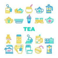 Tea Healthy Drink Collection Icons Set Vector