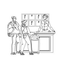At Hotel Reception Registering Guest Couple Vector