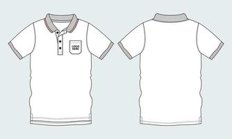 Short Sleeve Polo Shirt Technical Fashion flat sketch vector illustration Template