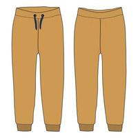 Regular fit pajama pant technical fashion flat sketch vector illustration yellow Color template for ladies