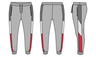 Leggings pant technical fashion flat sketch vector illustration Grey color template for kids