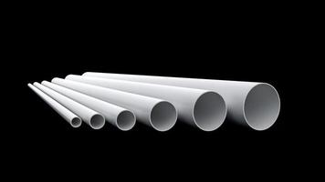 Pipes assortment PVC pipes, Close-up. Tubes PVC pipes on black background 3d illustration photo