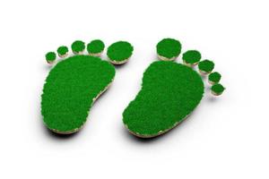Footprint shape made of green grass and Rock ground texture cross section with 3d illustration photo