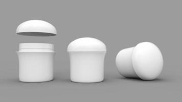 White cosmetic small jar Dome shape Blank Cosmetic Container for Cream 3D rendering photo