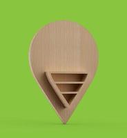 Map pointer 3d pin Location Wooden symbol on isolated Background 3d illustration photo