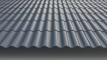 Gray tile roof floor metal fibber background. Closeup roofing texture pattern. Materials to build a house for sun and rain protection. 3d illustration photo