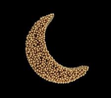 Crescent Made with small Golden balls 3d illustration photo