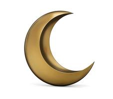 Gold copper crescent moon isolated on white background 3d Rendering photo