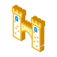 bridge between castle towers isometric icon vector illustration
