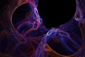 Futuristic neon glowing light streaks background. Science and technology 3d illustration of the neon gradient line waveforms photo