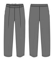 pantalón de pijama de ajuste regular moda técnica boceto plano ilustración vectorial plantilla de color gris para damas vector