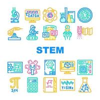 Stem Engineer Process And Science Icons Set Vector