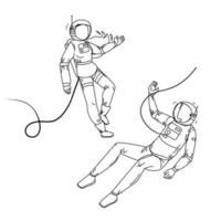 Astronauts In Spacesuit Flying Outer Space Vector