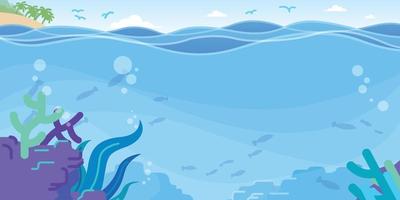 Background Ocean Waves Cartoon Seaside Bay vector