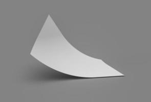 Bent empty paper sheet. empty paper Mockup A4 format paper with shadows on gray background 3d Illustration photo