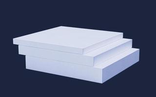 Polystyrene foam sheets on Black background. 3D illustration photo